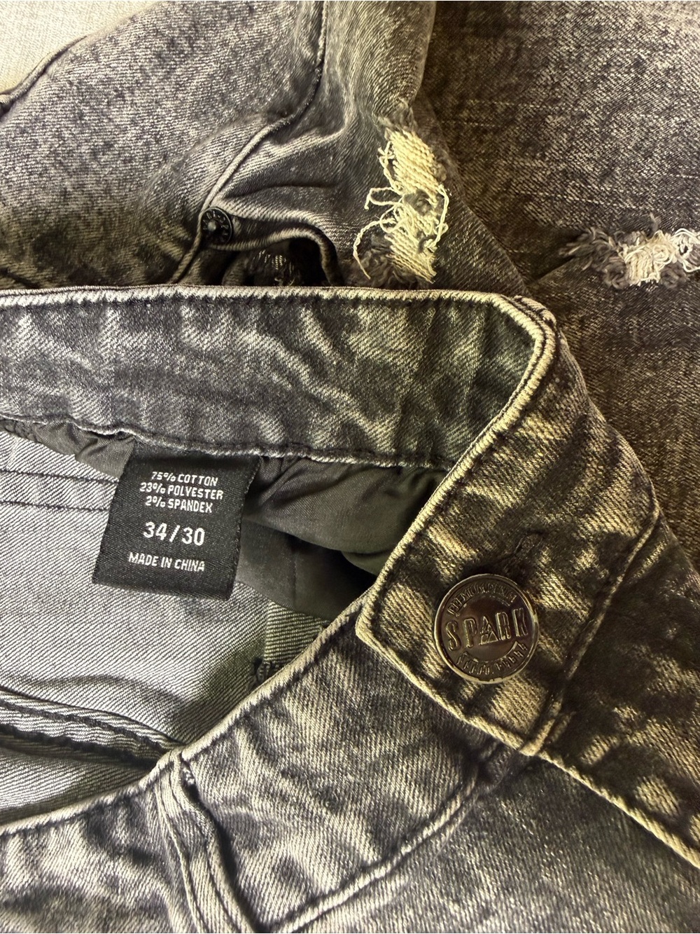 Black Acid-Wash Skinny Men’s Jeans - 34x30